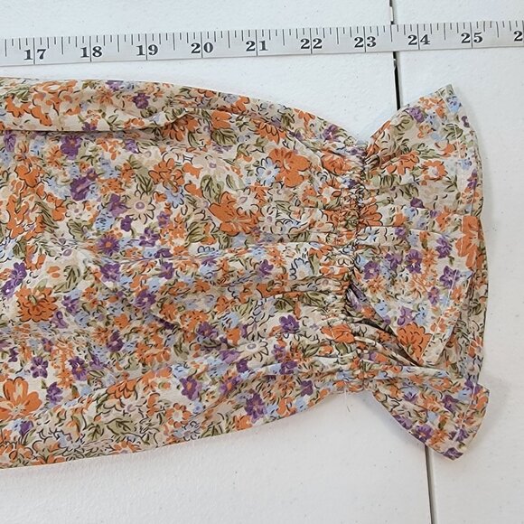 Hailey and Co Peasant Blouse Womens M Floral Fairy Ruffle Puff Sleeve Colorful - Picture 13 of 13
